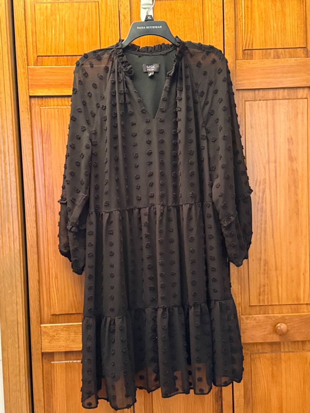 Adorable MSK Black Textured Tiered Midi Dress size 1X
